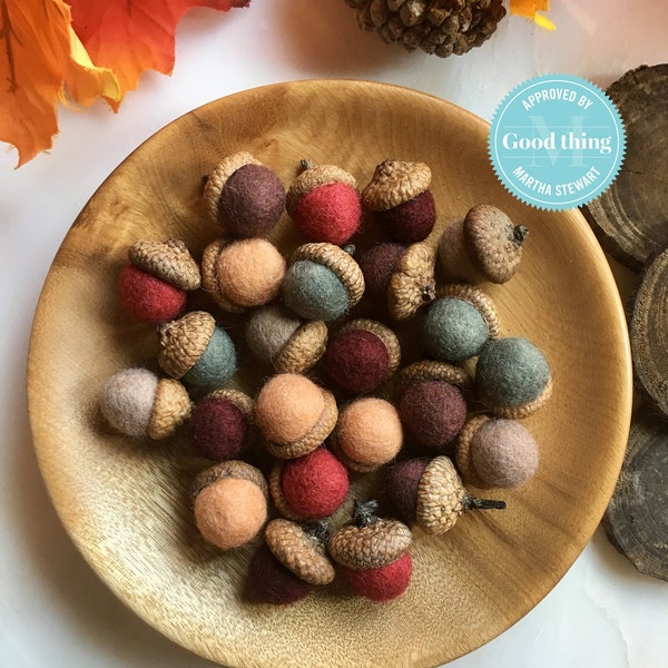 Wool Felted Acorns - Fall Colors - Fall Decor - Farmhouse Style - Halloween - Thanksgiving - Fall Wedding Decor - Handmade - Halloween