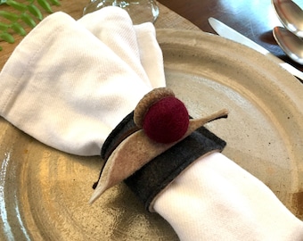 Wool Felt Acorn Napkin Ring: Handmade Fall Table Decor