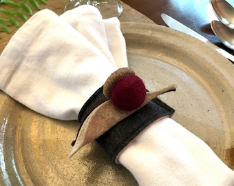 Wool Felt Acorn Napkin Ring, Fall Napkin Holder, Fall Decor, Farmhouse Table Decor, Thanksgiving Table Decor, Fall Wedding Decor