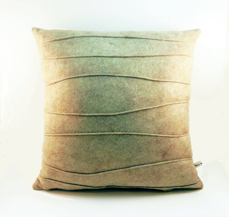 Beige Felt Pillow Wool Felt Pillow Neutral Pillow Modern Etsy