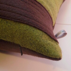 Wool Felt Owl Pillow: Quilted Applique, Modern Retro Decor image 5