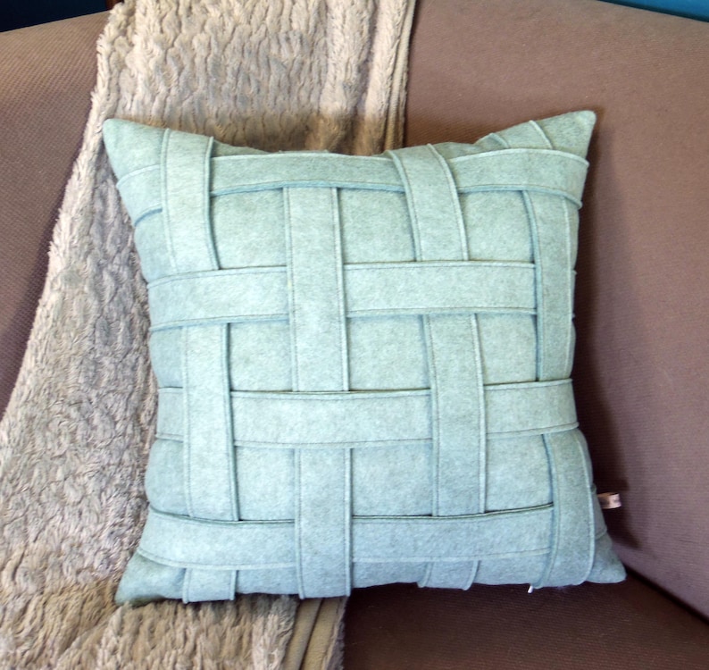 Light Blue Light Green Throw Pillow Aqua Wool Felt Pillow Etsy