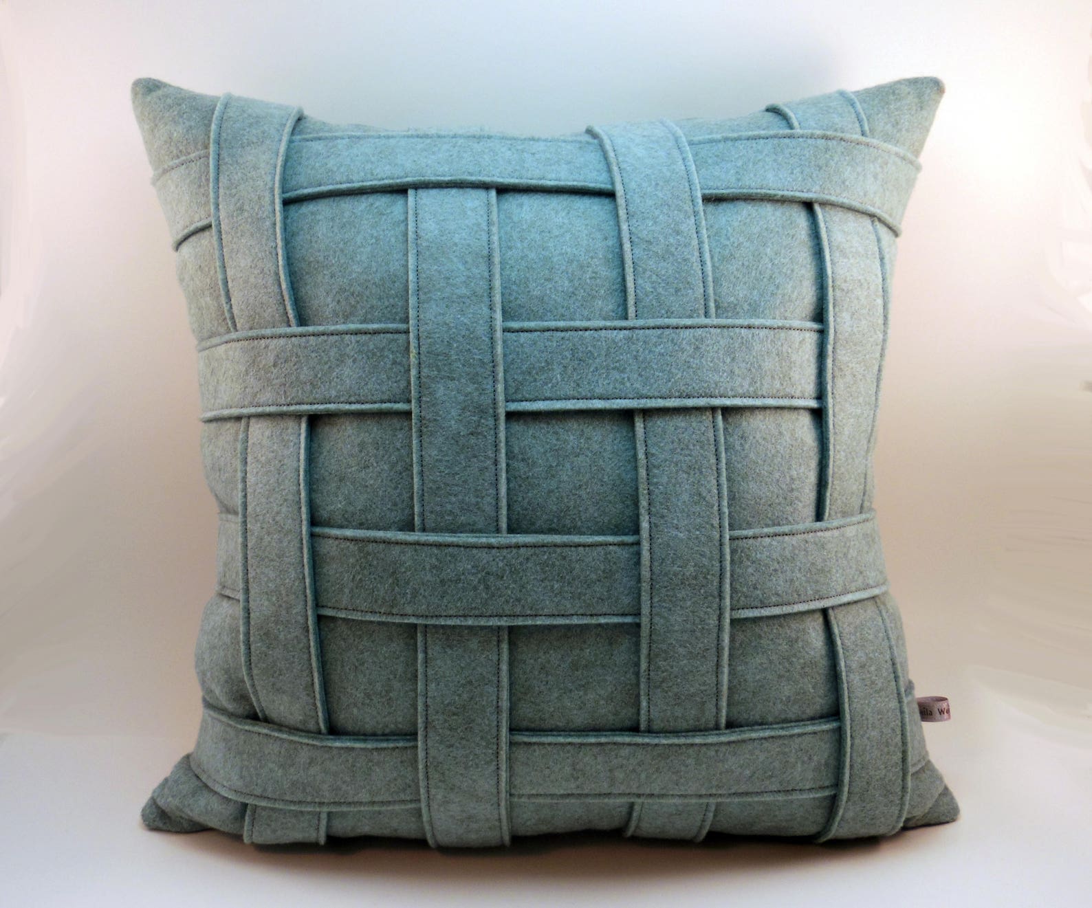 Light Blue Light Green Throw Pillow Aqua Wool Felt Pillow Etsy