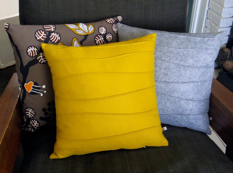 Mustard Yellow Pillow Wool Felt Pillow Handmade Modern Etsy
