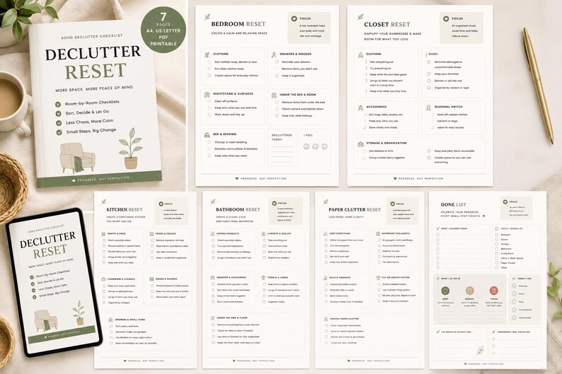 ADHD Declutter Checklist Printable | Home Organization Planner Pdf ...