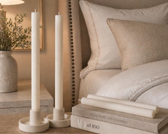 Lot de 4 bougies coniques texturées, bougies de style ancien, cire de colza faite main