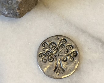 SILVER Tree of Life Disc / Silver Charm / Silver Tree of Life / Silver Tree Charm / Silver Tree Disc / Hammered Tree Disc / Pewter Charm