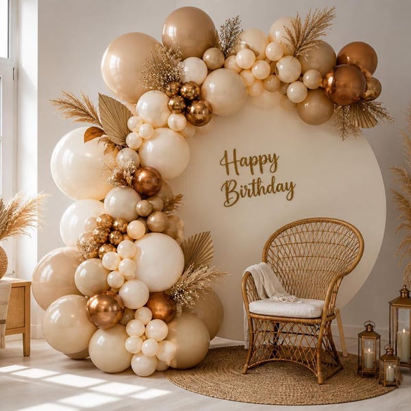 Boho Beige & Terracotta Balloon Arch – Decoration Kit for Birthdays, Weddings, Baby Showers – Chic Balloon Garland