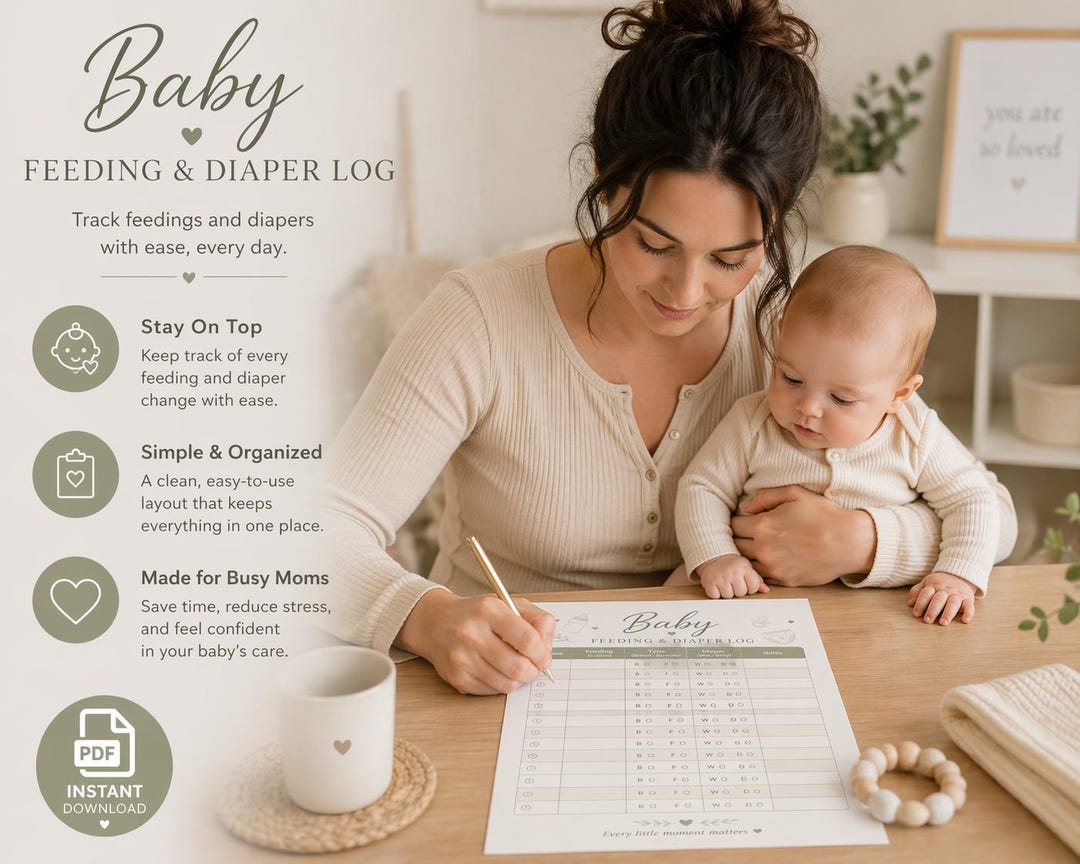 Baby Feeding and Diaper Log Printable | Newborn Tracker PDF | Simple ...