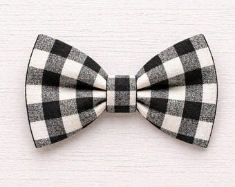 Black Plaid Dog Bow | Dog Collar Bow | Plaid Dog Bow | Dog Bow | Spring Dog Accessory | Slides Onto Collar