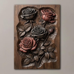 Rose 3D Relief Stl | Romantic Home Decor Gift | Rustic Cabin Farmhouse Style | STL for CNC & 3D Printing