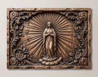 Virgin Mary Divine Relief | CNC Router File | Religious Gift for Dad | Faith-Based Wood Wall Art | STL for 3D Printing