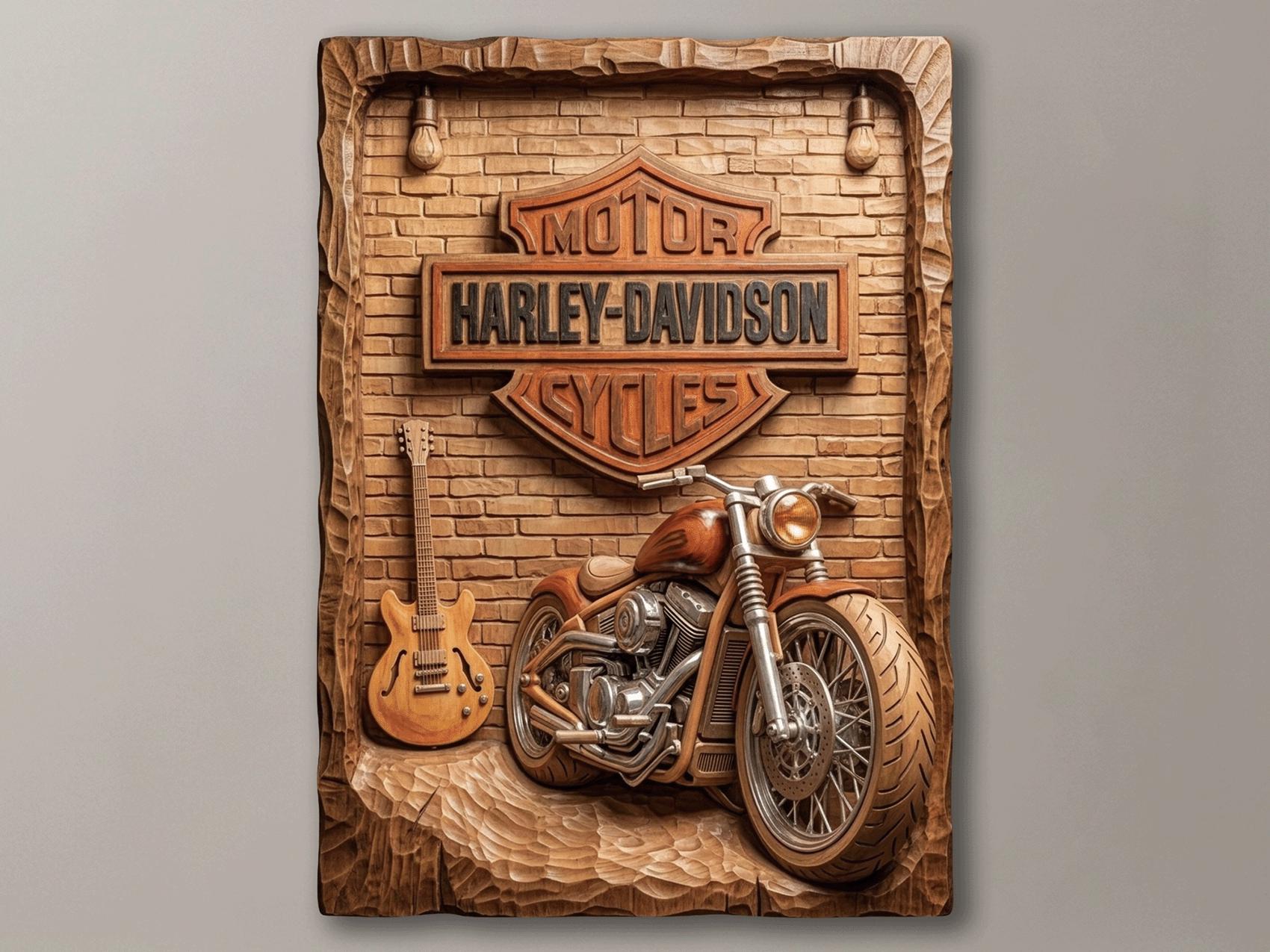 Harley Davidson Wood Carving - Etsy