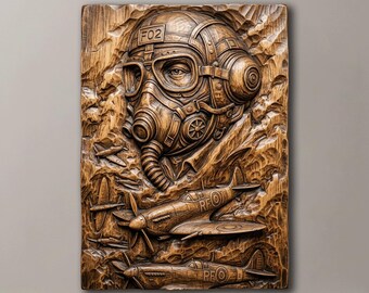 WW2 Fighter Pilot STL File for CNC Router, Military Aviation 3D Relief Model, Spitfire Airplane Wall Art, Veteran Gift 3D Print