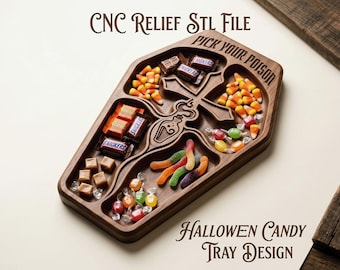 Halloween-Sarg-Kreuz-Serviertablett (CNC-Datei) | Gruselige Gothic-Deko | Einzigartige Geschenkidee für Holzbearbeiter | STL-Datei für 3D-Fräser