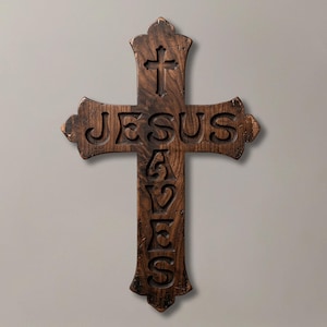 Jesus rettet Kreuz – 3D-Reliefmodell | Christliche Wanddekoration | Religiöses Geschenk im rustikalen Landhausstil | STL-CNC-Fräser-Laser-3D-Druck