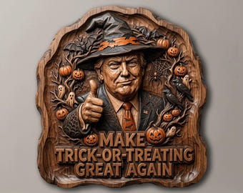 Trump Halloween STL, Make Trick-or-Treating Great Again Relief, Funny Political Meme 3D Print, CNC Router Wood File