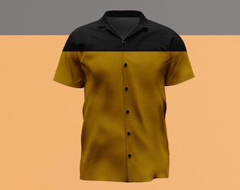 TNG Operations Uniform Inspired Mini Delta Print Hawaiian Shirt – Sci-Fi Casual Button Up