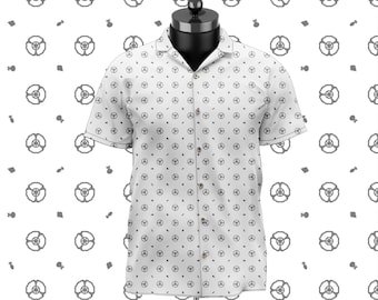 Ds9 White Pattern Casual Button Up Hawaiian Shirt Button Down
