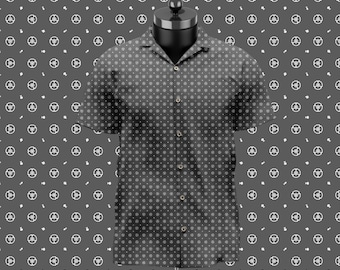 Ds9 Gray Pattern Casual Button Up Hawaiian Shirt Button Down