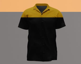 VOY Operations Uniform Inspired Mini Delta Print Hawaiian Shirt – Sci-Fi Casual Button Up