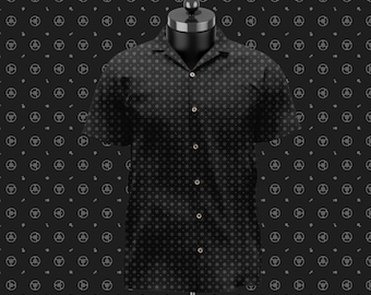 Ds9 Black Pattern Casual Button Up Hawaiian Shirt Button Down