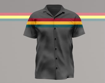 TNG Acting Ensign Uniform Inspired Mini Delta Print Hawaiian Shirt – Sci-Fi Casual Button Up