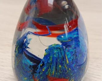 Pisapapeles de acuario de vidrio soplado vintage - pez dorado - sulfuro decorativo