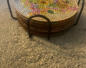 Handmade Diamond Art Coasters: Easter Religious Images, Includes Holder