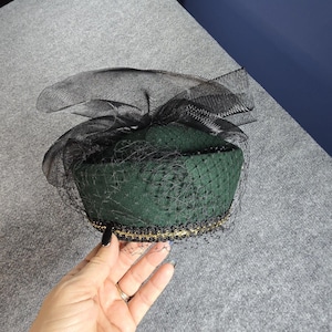 1960s Gray Wool Halo Hat Back Bow Faux Pearl Hat Pin Jackie O Mid Century Jackie O Hat - Etsy main image 2