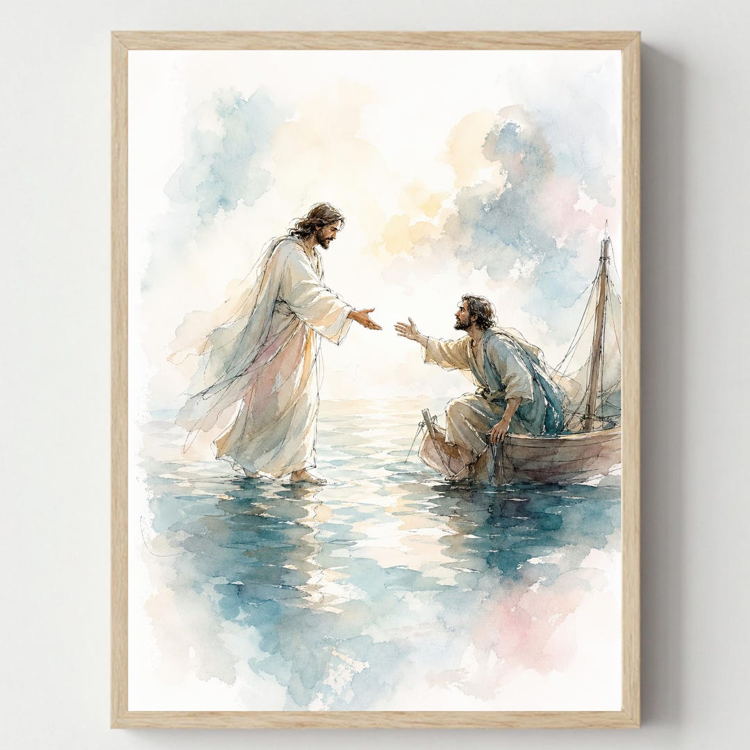 Jesus and Peter on the Shore Wall Art, Christian Bible Art Print ...