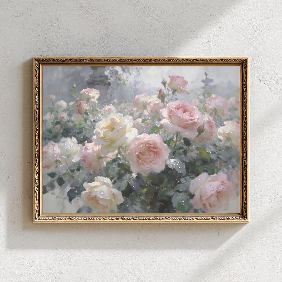 Wild Roses Print, Pastel French Country Vintage Flower Painting ...