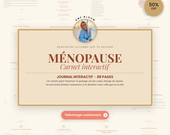 Journal Ménopause Périménopause, Cahier Femme 50 Ans, PDF Imprimable Symptômes, Rituels Transformation, Cadeau Mère, Téléchargement Immédiat