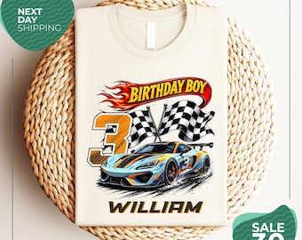 Custom Race Car Birthday Shirt | Custom Name & Age Racing Tee | Birthday Boy Race Car Outfit | Car Themed Birthday Shirt