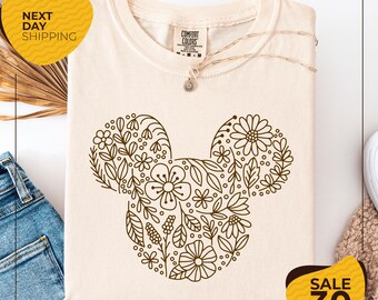 Comfort Colors® Floral Heart Shirt | Boho Wildflower Line Art Tee | Cottagecore Flower Heart Shirt | Minimalist Love Gift Shirt | Aesthetic