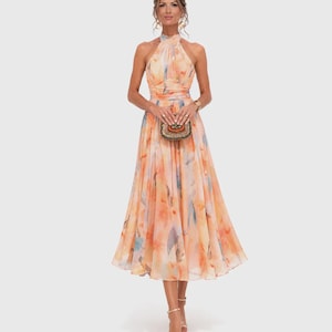 Peach Halter Dress - Etsy UK