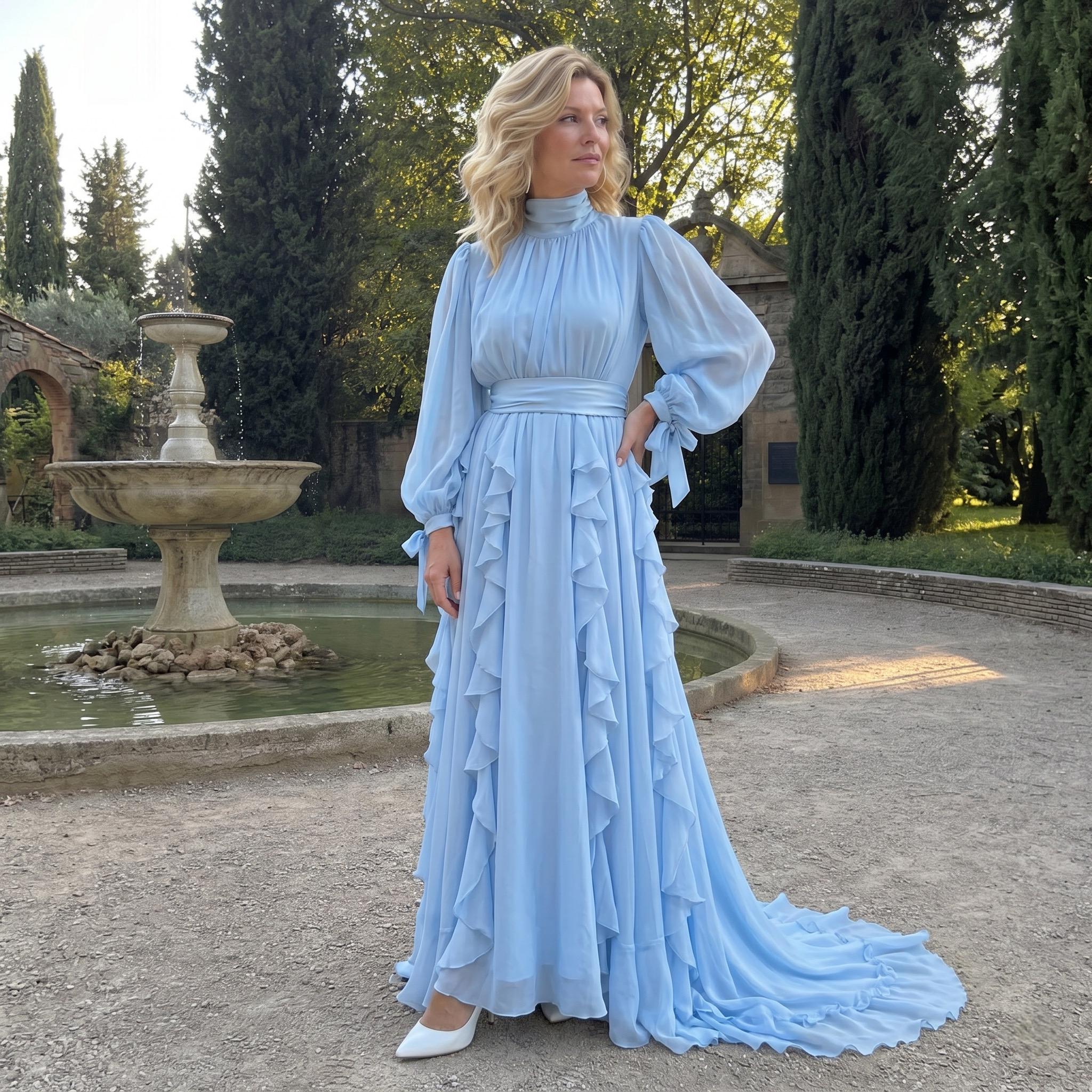Long Sleeve Light Blue Dress - Etsy