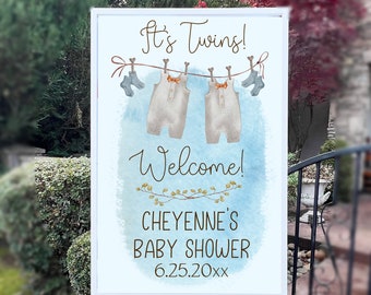 Boy Twins Baby Shower Sign - Twins Baby Shower Welcome Sign - NO frame or easel is included