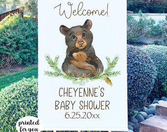 Woodland Baby Shower Welcome Sign - Bear Baby Shower Welcome Sign - NO frame or easel is included