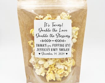 Twins Baby Shower Favor Bags: DIY Kit with Personalized Labels