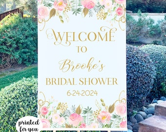 Pink and Gold Bridal Shower Welcome Sign -  - NO frame or easel is included