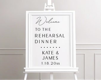 Printed Simple Modern Rehearsal Dinner Welcome Sign - Simple Welcome to the Rehearsal Dinner Sign personalized-NO Frame or Easel included