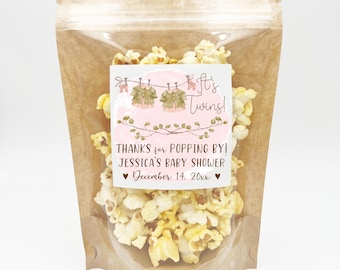 Twin Girls Baby Shower Favors,  Personalized Labels, Twin Girls