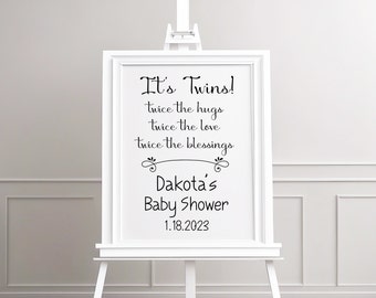 PRINTED Twice the Love Twice the Blessings Twins Baby Shower Welcome Sign - Twins Welcome Baby Shower Sign - NO frame or easel is included