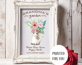 Birth Flower Sign for Grandma's Gift - NO frame or easel is included