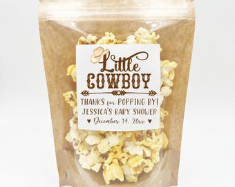 Cowboy Baby Shower Favor Bags |  Western Theme, Personalized Labels, Pack of 6, Western Baby Shower Favors
