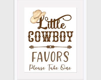 Little Cowboy Favor Sign: Western Baby Shower Decor (8x10 Cardstock)