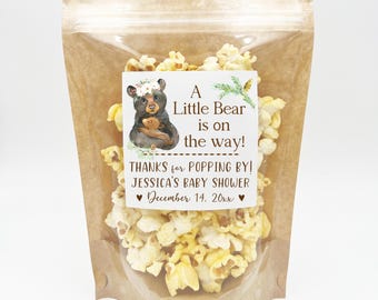 Woodland Bear Baby Shower Favors: DIY Treat Bags + Labels (Pack of 6)