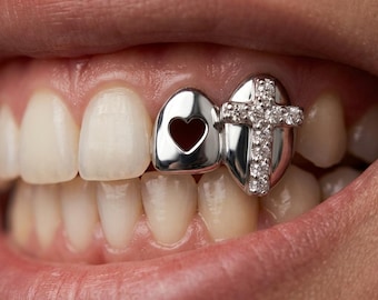Zestaw Hip Hop Grillz z cyrkoniami, pojedynczy ząb, czapeczka, akcesoria imprezowe dla raperów - unikatowa biżuteria dentystyczna