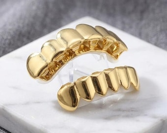 14K vergulde 6/6 hiphop grillz, tandheelkundige sieraden, feestelijke tandkapjes, punk cosplay beugels voor mannen en vrouwen